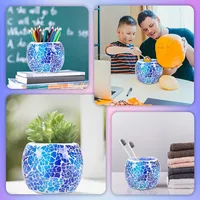 Mosaic Glass Tea Light Candle Holder,Handmade Romantic for Aromatherapy,Party Décor,Used as Vase,Pen Holder,Potted Plants Bowl 3