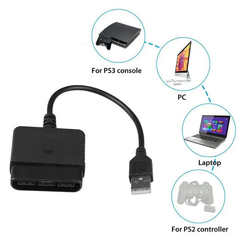 PS2용 게임 컨트롤러용 USB 어댑터 변환 케이블, PS3 PC 비디오 게임용 어댑터 케이블 (드라이버 없이 사용 가능)