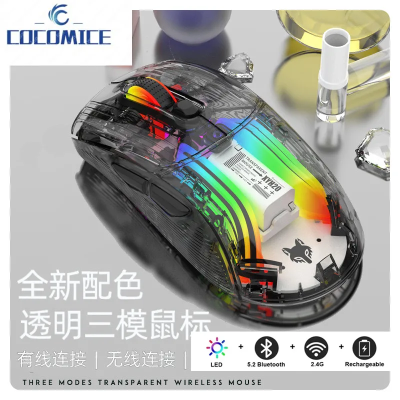 Mouse Wireless Bluetooth Il Terzo Esame Mock Trasparente Rgb Raton Meccanico Inalambrico Mouse Game Mute Recargable Mouse