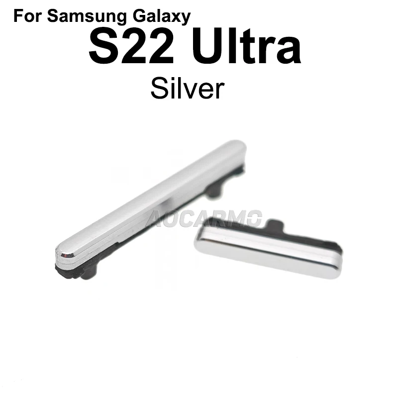 Aocarmo 삼성 갤럭시 S22 울트라 S22U SM-S908 플러스 사이드 버튼 전원 켜기 끄기 볼륨 키 스위치 수리 부품