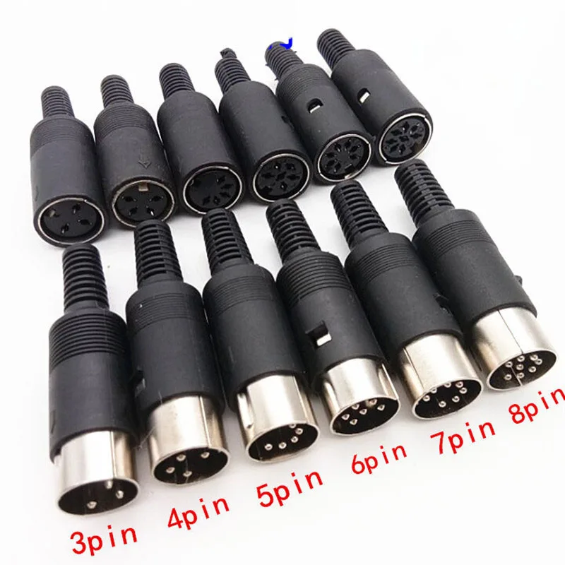 DIN 3pin 4pin 5pin 6pin 7pin 8 Pin Male Female Plug socket jack Solder Connector with Plastic Handle D Connectors P1