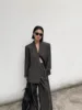 Two Pieces Patchwork Button Chic Suits For Women Lapel Long Sleeve denim Temperament Designer Jackets Coats Female New sets 2