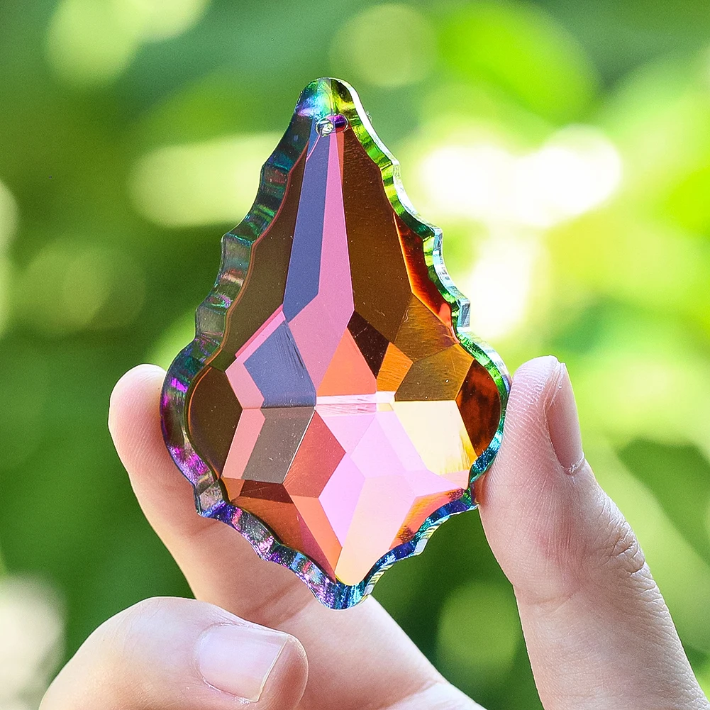 Multicolored Leaf Shape Crystal Dreamlike Pendant Prism Sun Catchers Diy Wedding Decor Home Wedding Party Decoration Ornament