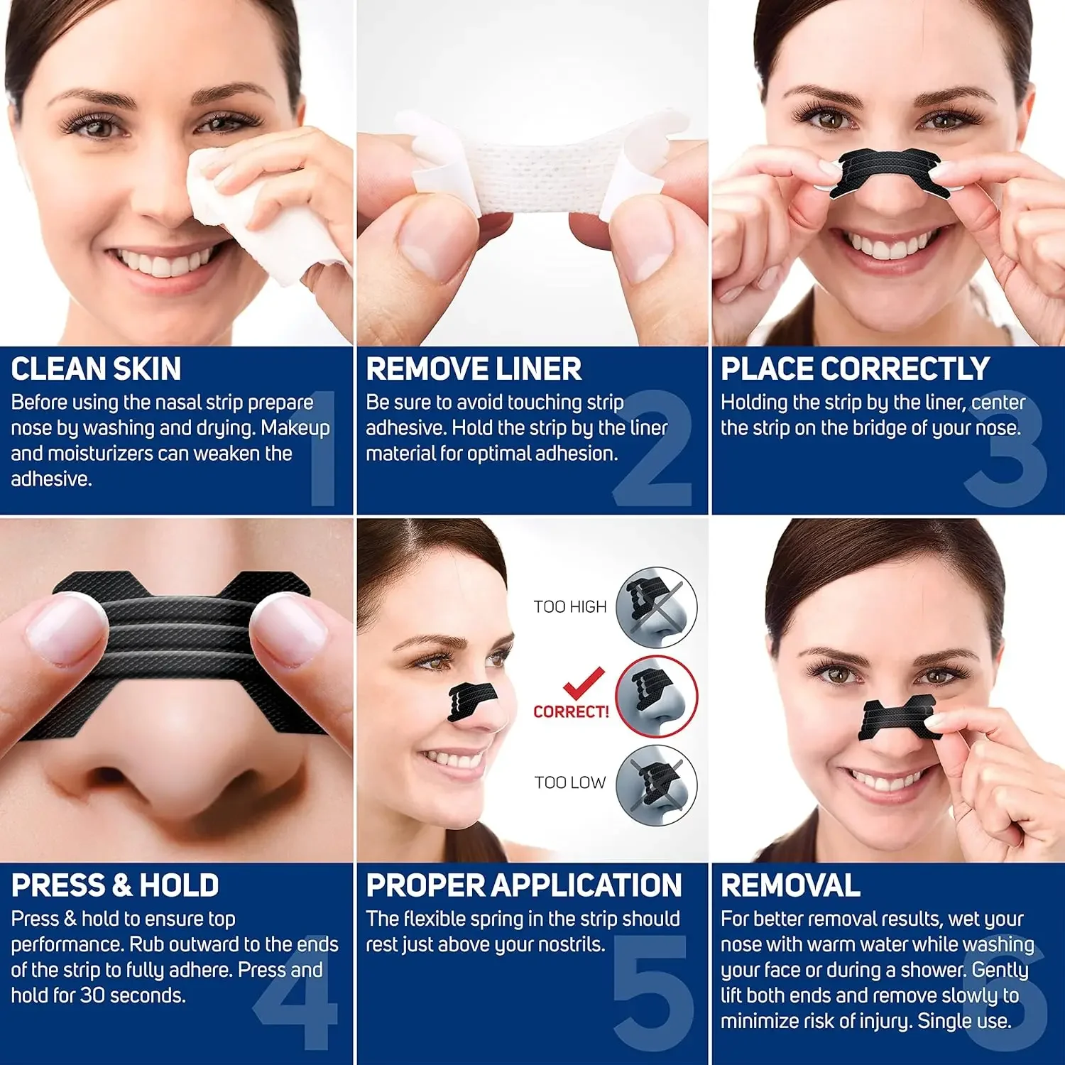 Nasal Strips 50/100/200PCS 3-Supports Extra Strength Nose Tape Relief Strips for Better Sleep Non-Invasive Anti Snoring nasal strips,nose strips,snoring nose strips