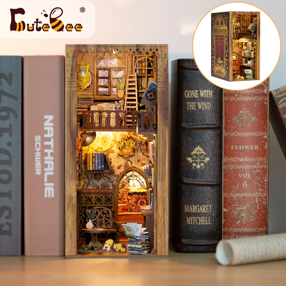 Cutebee DIY Book Nook Eternal Bookstore Dollhouse Miniature Kit Shelf