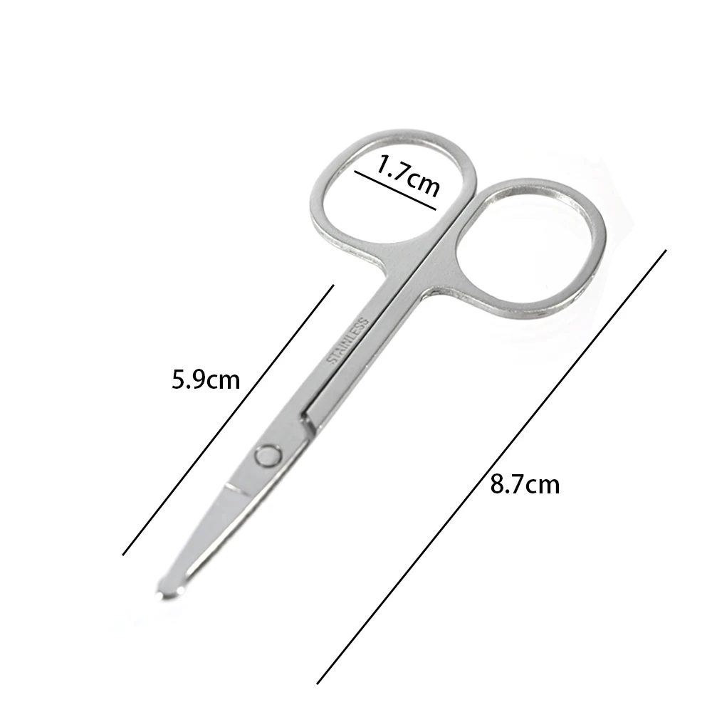 Stainless Steel Eyebrow Scissors Nose Hair Mini Small Eyelash Facial Hair Straight Round Tip Eyebrows Nail Beard Manicure Makeup images - 6