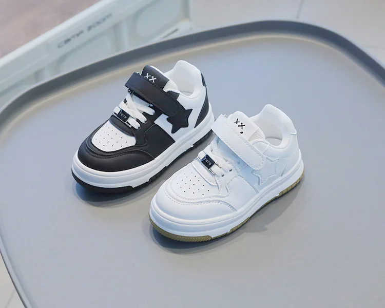 Tenis Sneakers Bambini Primavera/Autunno Nuovi Ragazzi Ragazze Sport Casual Board Pelle con suola morbida Piccole scarpe bianche_voghion.com
