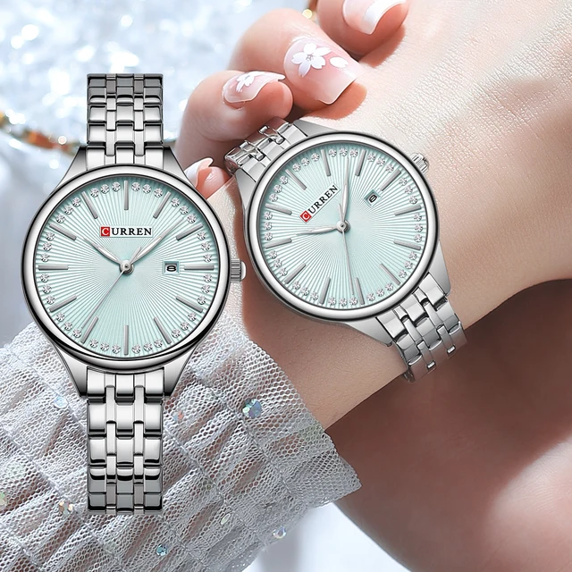 CURREN Simple Dress Wristwatches for Women Elegant Quartz Watch with Luminous Hands Auto Date Waterproof
