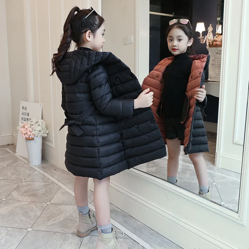 

New Winter Down Cotton Jacket Girls Waterproof Hooded Coat Children Outerwear Clothing Teenage 4-12Y Clothes Kids Parka Snowsuit