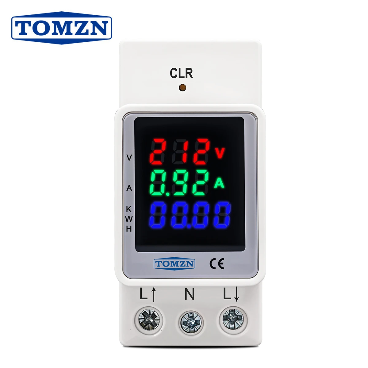 TOMZN 3IN1 전기 에너지 미터 전류 측정 전압계 디지털 재구성 가능한 색상 Din 레일 AC80-270V 0-100A 50/60Hz