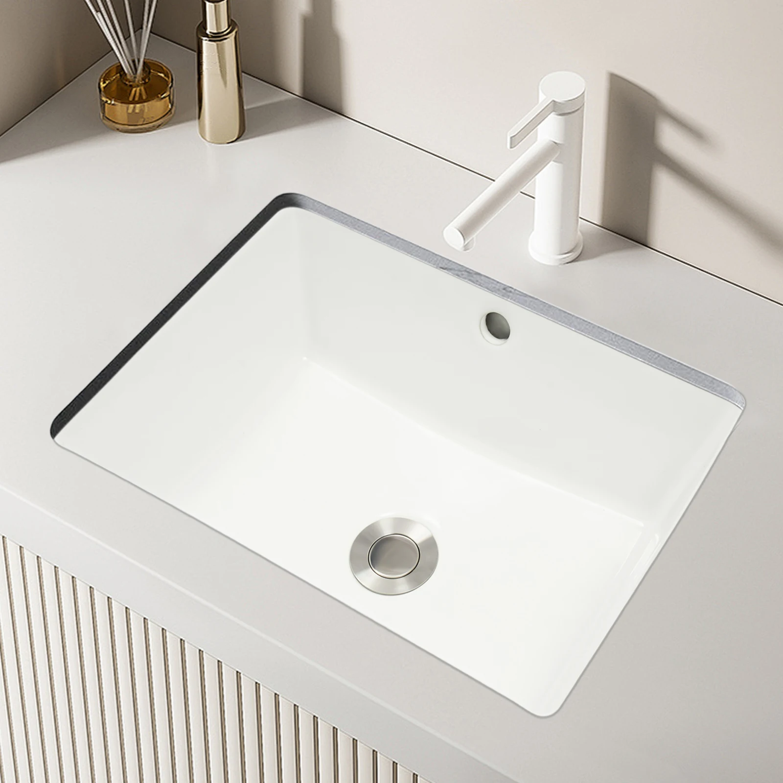 Bathroom Sink with Overflow Humanized Design Smooth Edges Build To Last Bathroom Sink for Bathrooms/Lavatories/Restrooms 2
