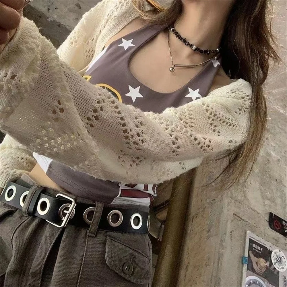 

Sarebon-Long Sleeve Crop Cardigan Sweater for Women, Sexy Knitted Jumper, Casual Ladies Sweaters, White, Autumn, Winter, 2023