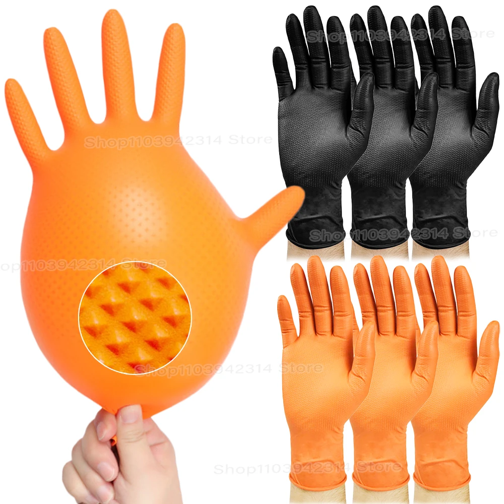Heavy Duty Nitrile Gloves 8Mil Extra Thick Mechanic Industrial Disposable Glove with Textured Grip Antislip Safety Work Gloves Work Gloves Disposable Gloves Nitrile Gloves Protective Gloves