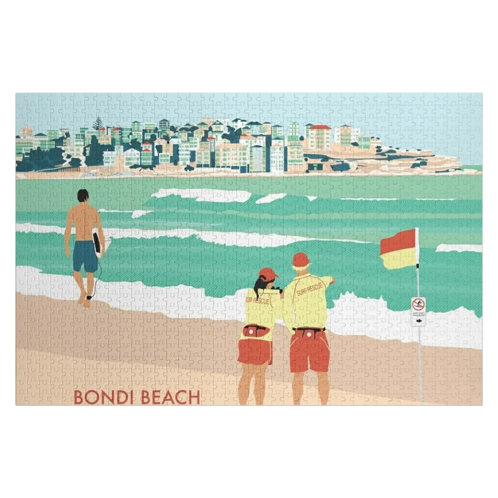 

Bondi Beach Illustration Art Jigsaw Puzzle Personalised Toys Wood Photo Personalized Puzzle
