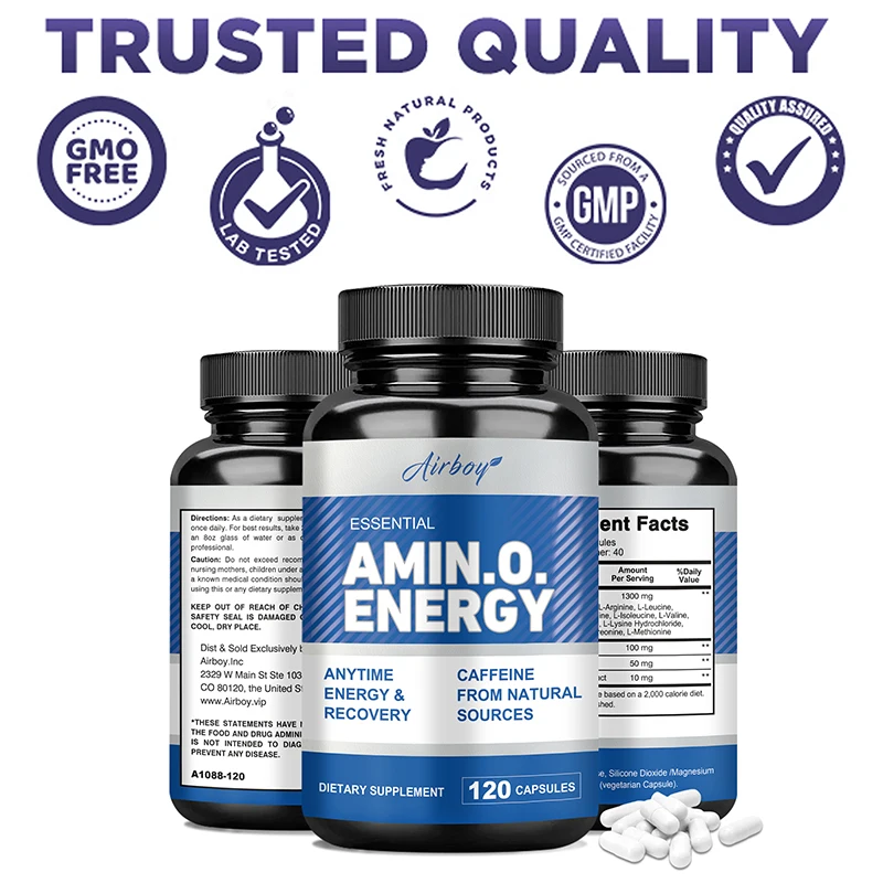 Amino Acid Capsules Helps Increase Strength Endurance Protein Synthesis Build Muscle Mass Abs Energy
