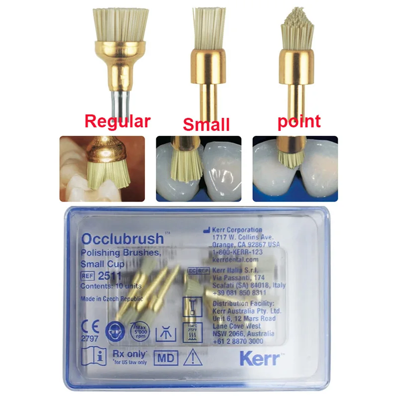 

Зубная щетка Kerr Occlubbrush, полировальная щетка из смолы, набор кистей для полировки золота, обычная/маленькая/точечная чашка, для стоматолога, полировальная чашка