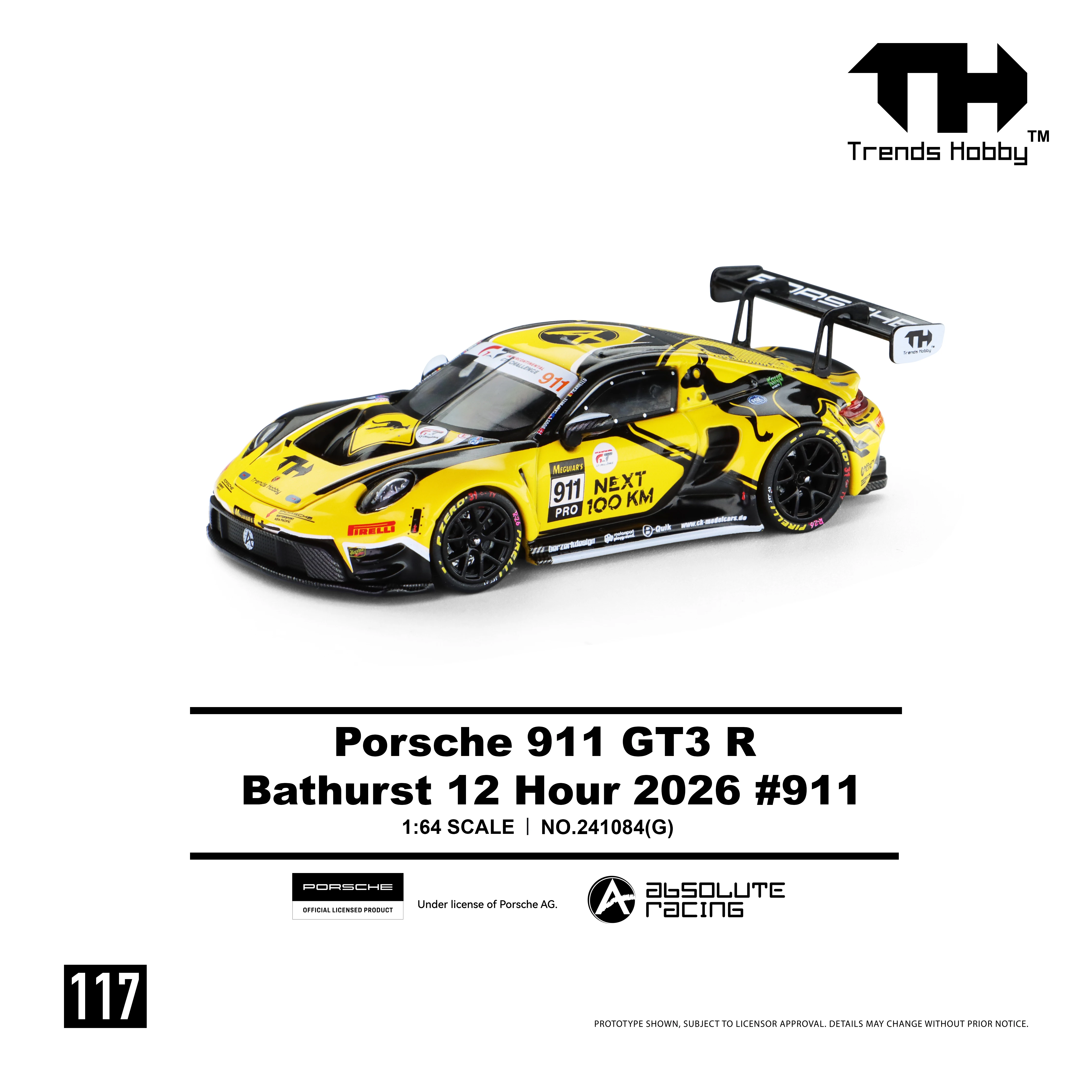 Profil de la Lamborghini Huracan GT3 EVO2 1:64 en alliage, voiture RC montrant l'aérodynamique.