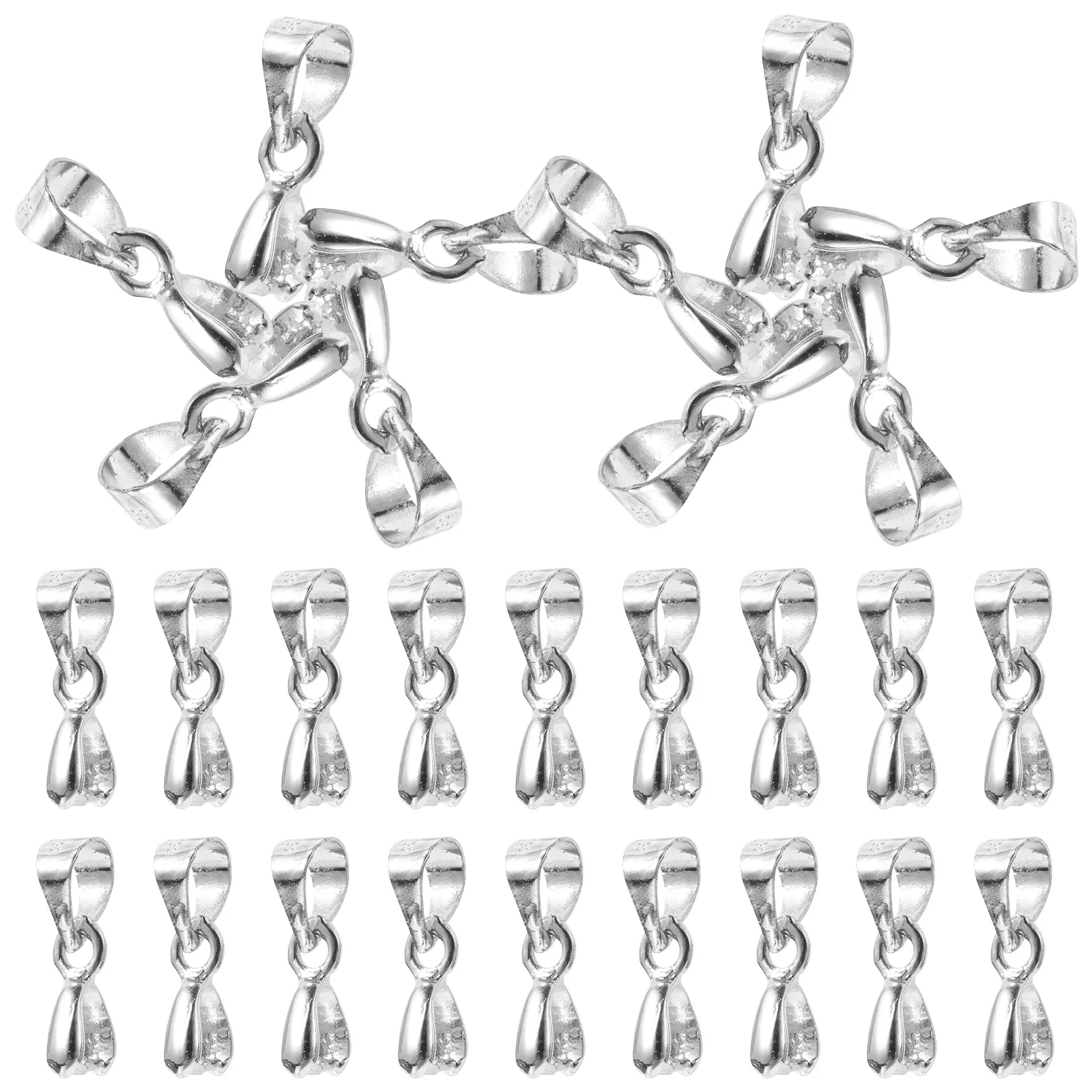 

100 Pcs Charm Pendant Buckle Necklace Charms Links Silver Pinch Bails for Jewellery Making