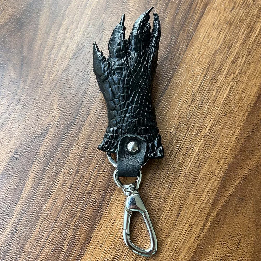 Skin of Crocodile KeyChain carabiner Genuine Leather Crocodile Skin Wallet with Key Ring Front and Rear Claw key case key holder key organizer key protector