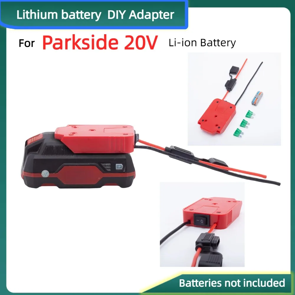 for lidl parkside x20v li ion drill battery connector output adapter 14awg cable diy adapter power wheel support robot toy 14 AWG Power Wheel Adapter， for Parkside X20V  Li on Battery Conversion To DIY Connector Output Power Supply Converter