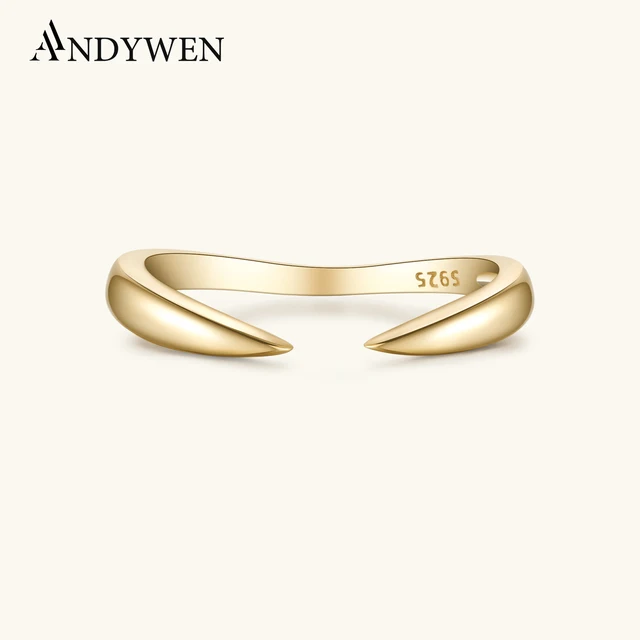 ANDYWEN – bagues réglables en argent Sterling 100% pour femmes, bijoux simples à la mode pour fête d'anniversaire, 925, 2024 1
