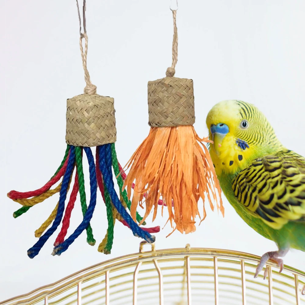 Parrot Toy Bird Toy 1pc Colorful Rattan Bird Chewing Toys Parrot Shredder Bite Hanging Toy Swing Cage Accessories for Pet Cockatiel Budgies Lovebird