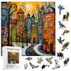 Unique Cartoon City Wooden Puzzle - Creative Irregular Shape Christmas, Birthday, and Holiday Perfect Gift  Suitable for Friends 1