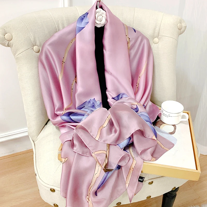

Print Design Silk Feeling Shawl Scarf Women Luxury Brand 180*90cm Beach Stole Hijab Female Summer Wraps Headscarves Echarpe 2022
