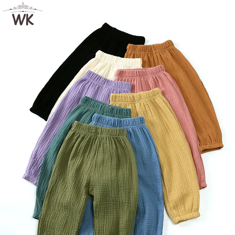 1-8Years Toddler Kids Baby Boys Girls Cotton Linen Elastic Basic Harem Long Pants Soft Bloomers Children Summer Casual Joggers girls pants boys pants kids pants