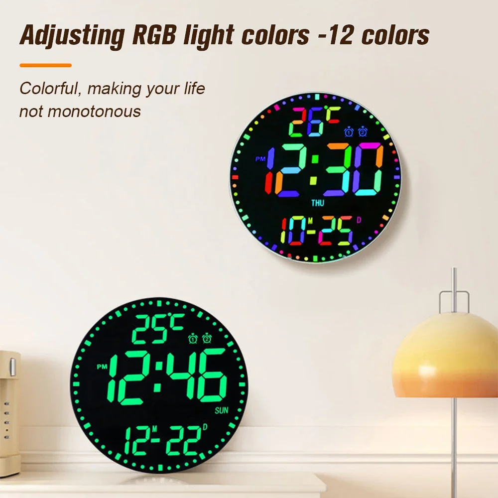 

Hanging Perpetual Wall Decoration Intelligent Room Electronic Digital Calendar LED Colorful Living Clock Clocks