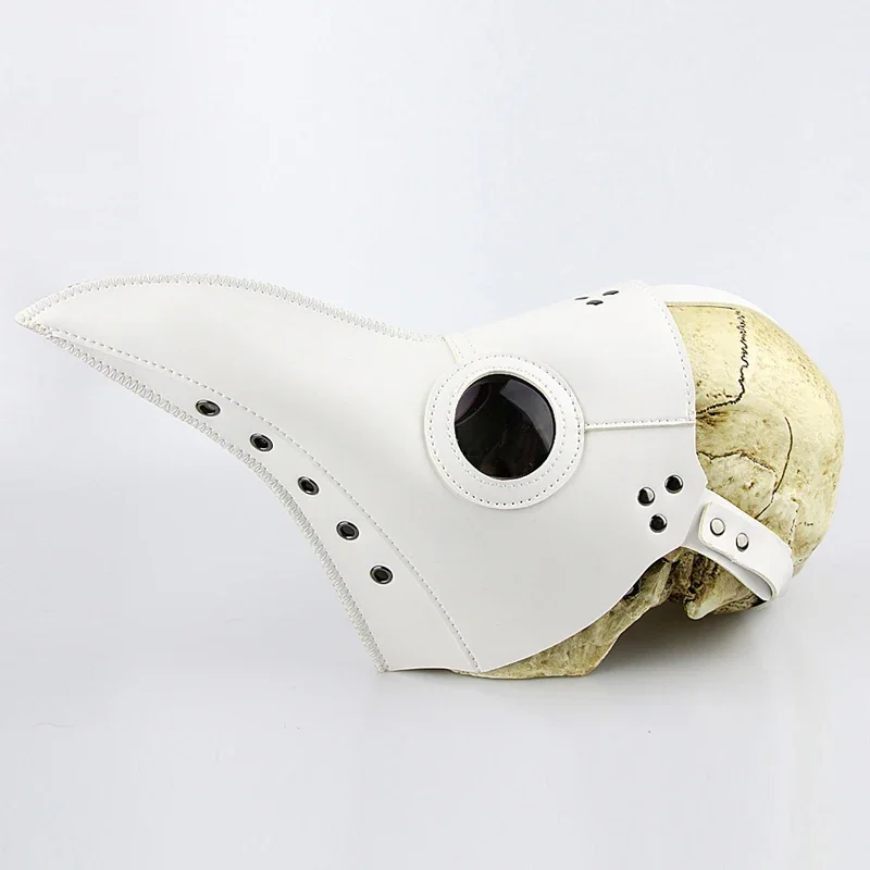 Funny Medieval Steampunk Plague Doctor Bird Mask Latex Punk Cosplay Masks Beak Adult Halloween Event Cosplay Props White Black