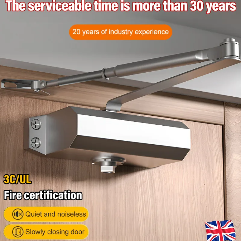 Hydraulic silent buffer aluminum alloy channel automatic door closer Multi-angle adjustment