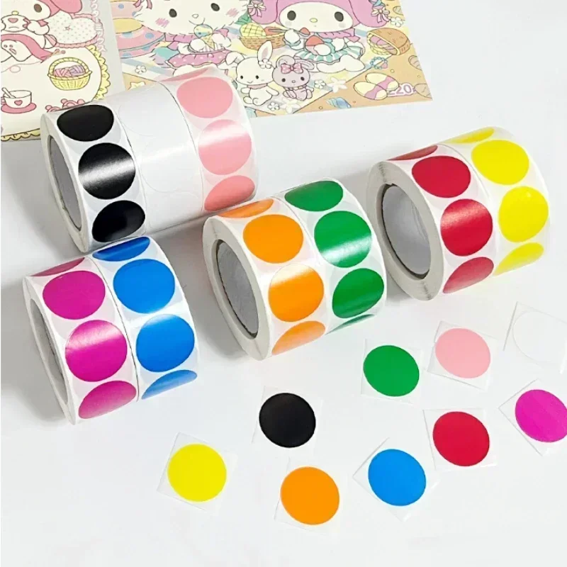 Decorative Labels Stickers Decorative Stickers Adhesive Stickers Self Adhesive Stickers Paper Stickers 100/500pcs Round laser golden glossy Labels decor sticker Color Code Dot Labels Yellow Black package Sealing scrapbook stickers