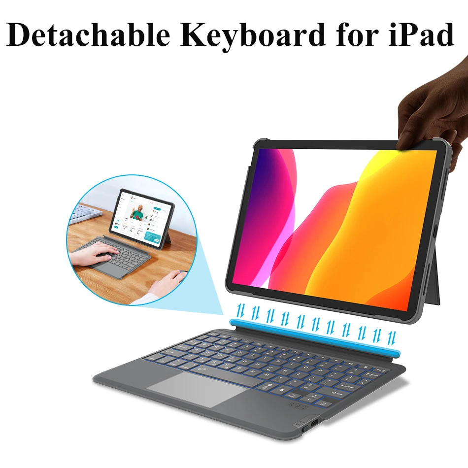 Wiwu-teclado Bluetooth Destacável Slot para Caneta sem Fio Teclado Mais Novo para Ipad Air Ipad 11 10.9 10.5 10.2 - Imagem 5