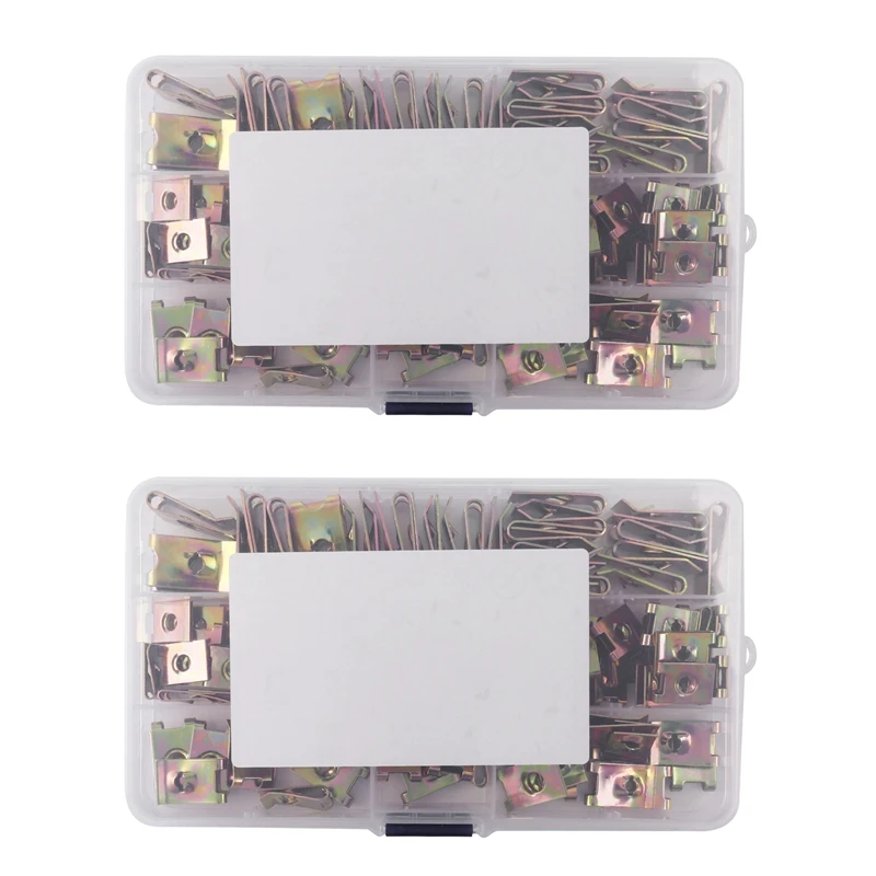 

220Pcs Speed Fasteners U Nuts Self Tapping Screw Spire Clip Hole Interior Door Trim Panel Clips Metal Rivets