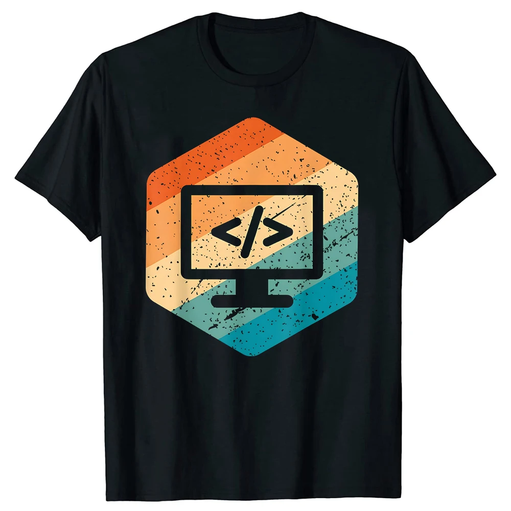 Retro Webentwickler CSS JavaScript HTML T-Shirts Herren Reine Baumwolle Humor Streetwear T-Shirt Kurzarm Unisex Lockere Kleidung