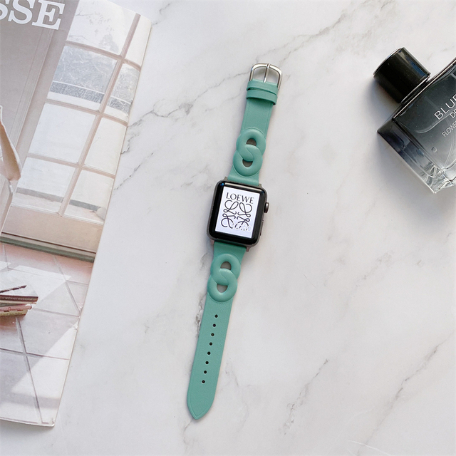 Circle Leather Thin Strap For Apple Watch Band Series 7 6 5 4 3 SE 2 1 Soft Wristband For iWatch 41 45 38 40 42 44 MM
