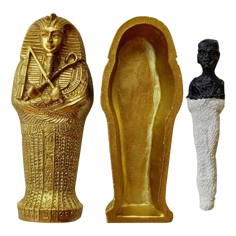 

Ancient Egypt Mummy Figurine Sculpture Skull Craft Statues Coffin Aquarium Figures Vintage Tank Decoration Skull Decor
