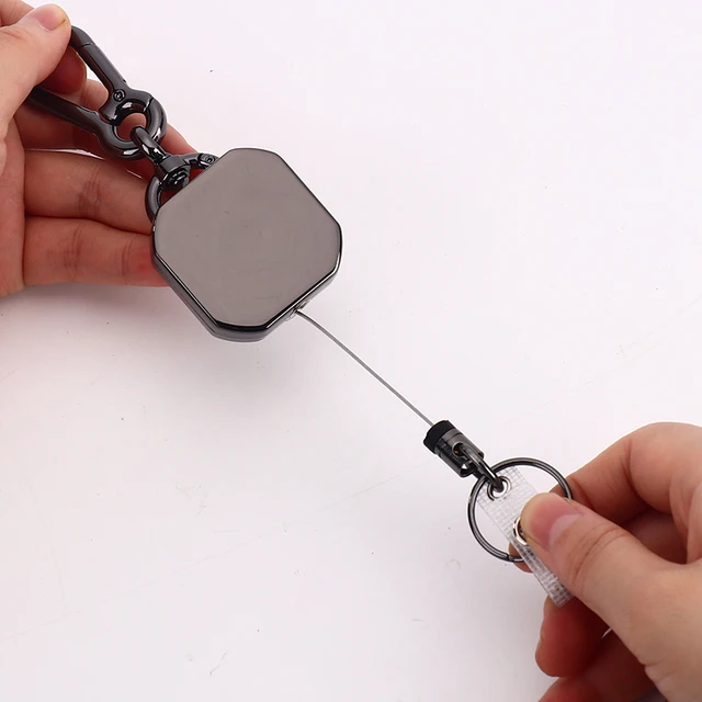 Retractable Metal Wire Keychain Pull Badge Reel Id Lanyard Name Tag Card Badge  Holder Reels Recoil Chain Clips Outdoor Key Ring - AliExpress