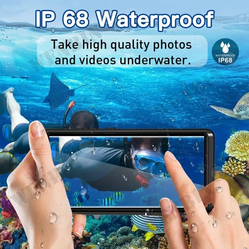 Luxury IP68 Waterproof Case For Samsung S24 S23 Ultra Plus S23 FE A54 A34 A24 A15 Full Body Rugged Transparent Underwater Cover
