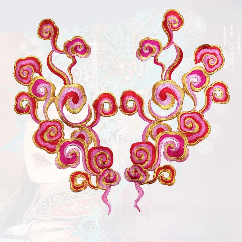 Dance Costume Embroidered Patch Performance Hanfu National Sle Clothing Repair Patch Iron on Patch Floral Plant Pattern