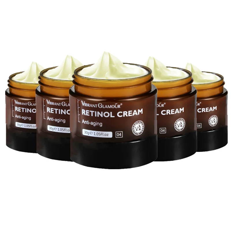 VIBRANT GLAMOUR Retinol Face Cream Anti-Aging Remove Wrinkle Firming Lifting Whitening Brightening Moisturizing  Skin Care 5pcs vibrant glamour retinol essence toner anti aging wrinkle removing firming lifting whitening brightening deep nourishing