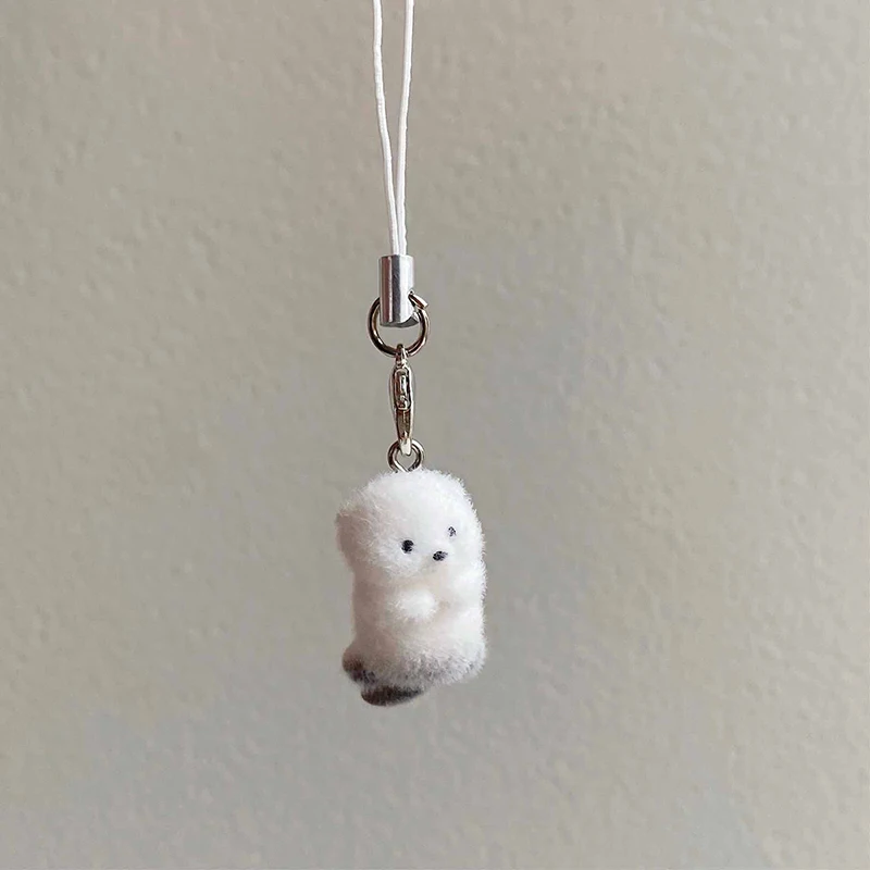 Adorable Flocked Sea Otter Charm Pendant with Lanyard