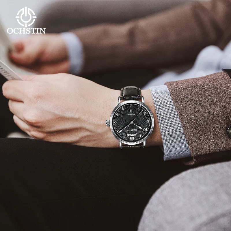 OCHSTIN Gift For Men Luxury Automatic Mechanical Watch Luminous Needle Calendar Week Display Multi-functional Mechanical Watch