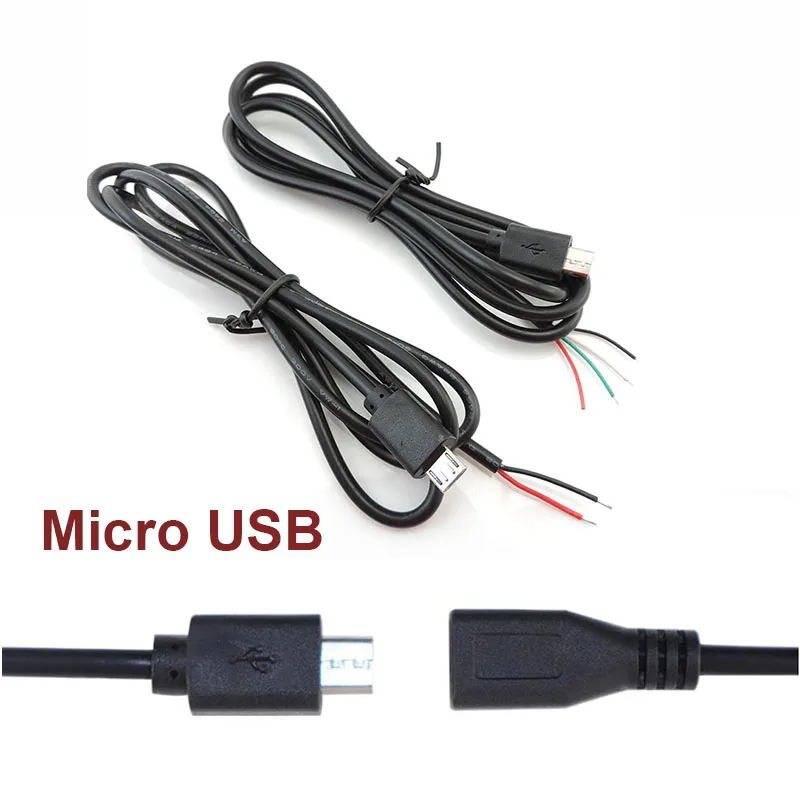 

1m Micro USB 2.0 A Female Jack Android Interface 4 Pin 2 Pin Male Female Power Data Charge Cable Cord Connector j17