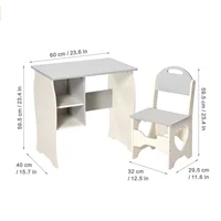 US Kids Desk and Chair Set Multifunctional White and Grey Toddler Student Writing Table Set for Home School 6