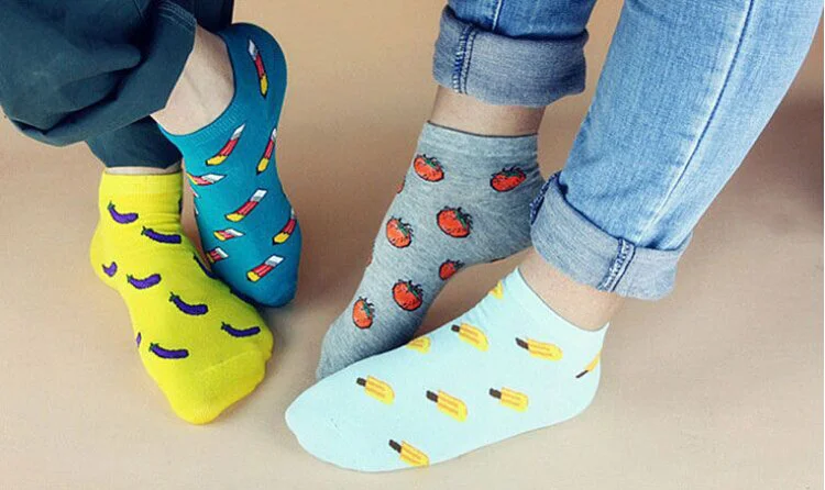 Description Picture 4 of itemNew Cute 11 fruit color love candy color cotton sock summer style women's socks women's thin sock slippers 1pair=2pcs ws186