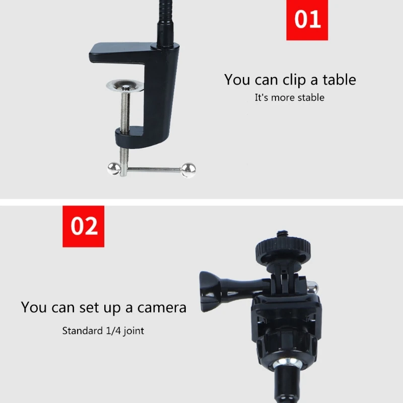 Webcam Bracket with Desk Jaw Clamp Gooseneck Stand for Webcam Brio 4K C925e C922x C922 C930e C930 C920