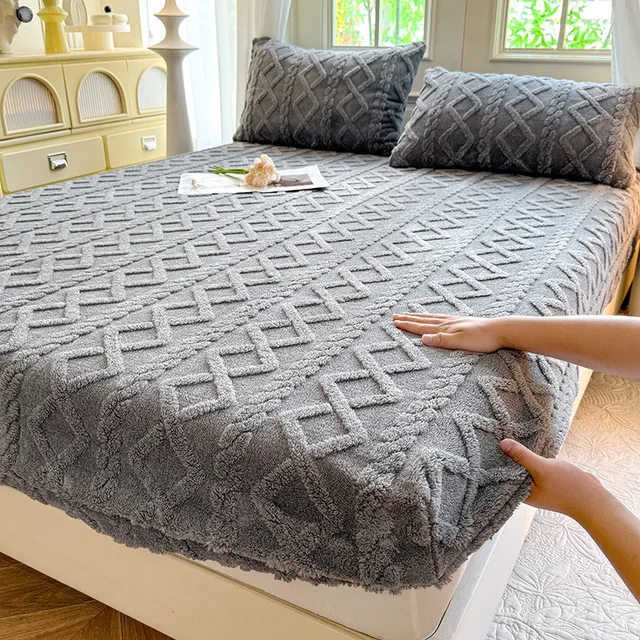 Drap-housse en polaire Tafu de couleur unie, housse de protection pour matelas domestique, antidérapant, une pièce, sans taie d'oreiller, nouvelle collection 2025 1