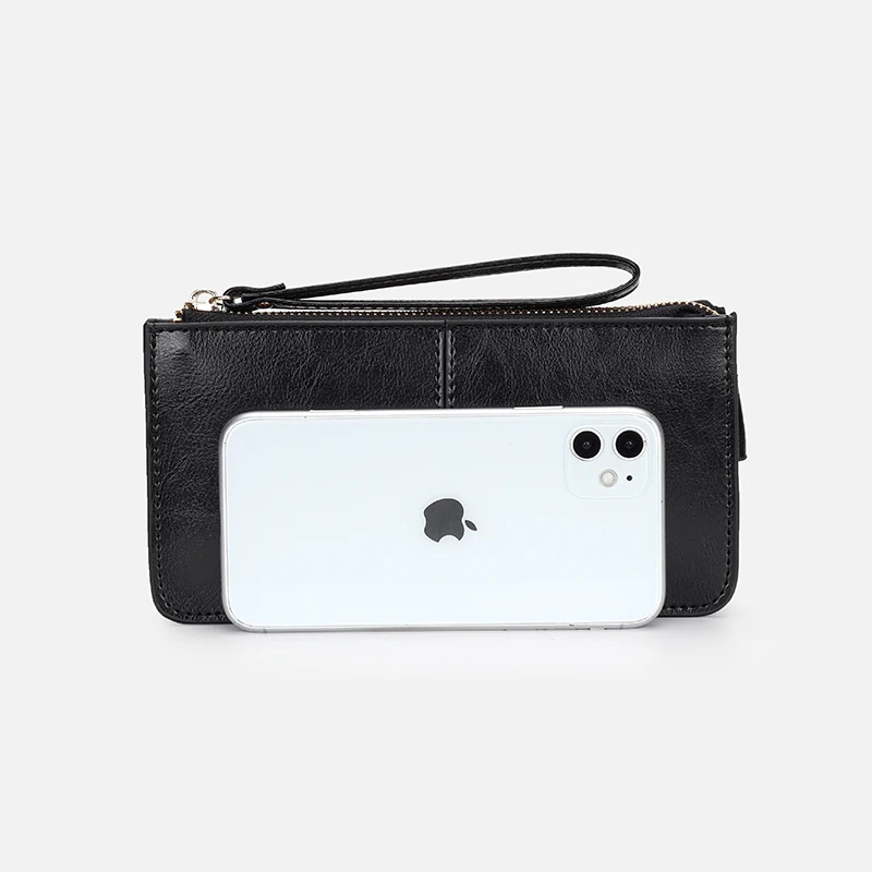 Genuine leather long wallet for women capacity Phone Bag Zipper Wallets Cowhide Card Holder Coin Purse card wallet Cardholder